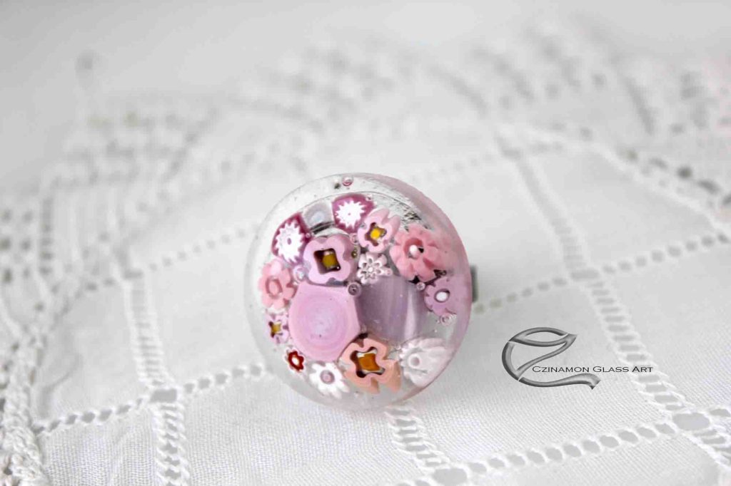 Millefiori gyűrű, rózsaszín